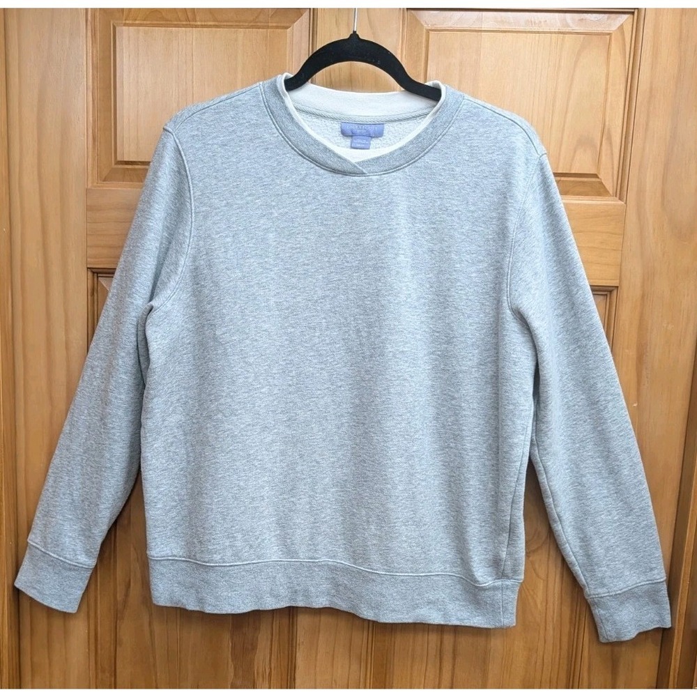 Laura Scott Women's Large Petite Sweatshirt Gray Long Sleeves Athletic Wear